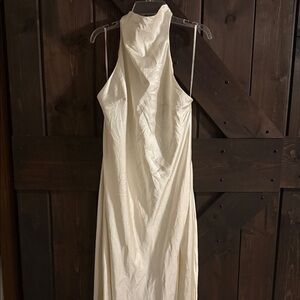 Lulu's Cream Backless Halter Dress